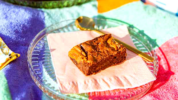 Image of Gooey Chocolate Brownie topped with Biscoff